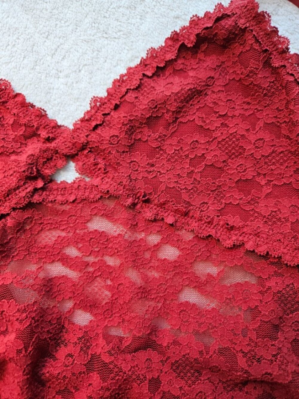 Aerie Show Off Vintage Lace Cut Out Bodysuit NWT Red Large Romantic Lingerie - Picture 8 of 11